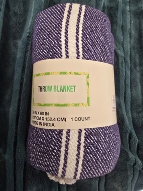 Striped Blue and White Cotton Throw Blanket - Cozy Everyday Throw